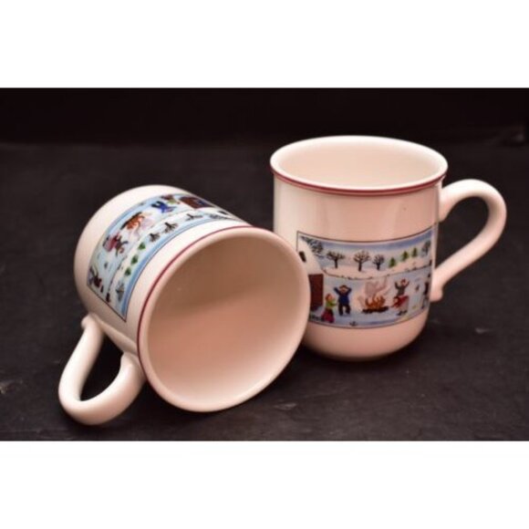 Villeroy & Boch Naif Christmas Village Cups Mugs Set of 6 - Picture 5 of 6